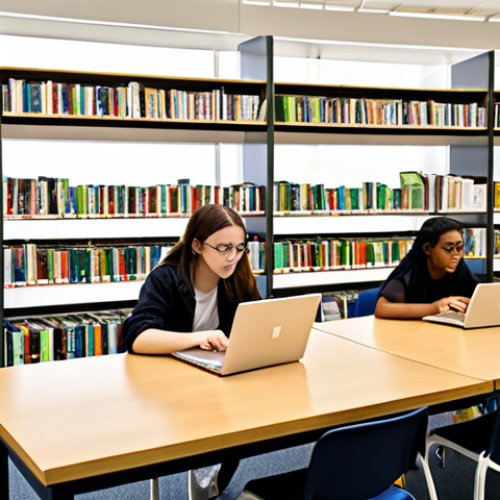 Home 17 **Image Prompt:** Students in a bright, modern library studying environmental management materials, including textbooks, laptops displaying online courses, and practice exams. Include a study group actively discussing regulations and sustainability examples. The atmosphere should be focused but collaborative, showcasing diverse learning resources.
